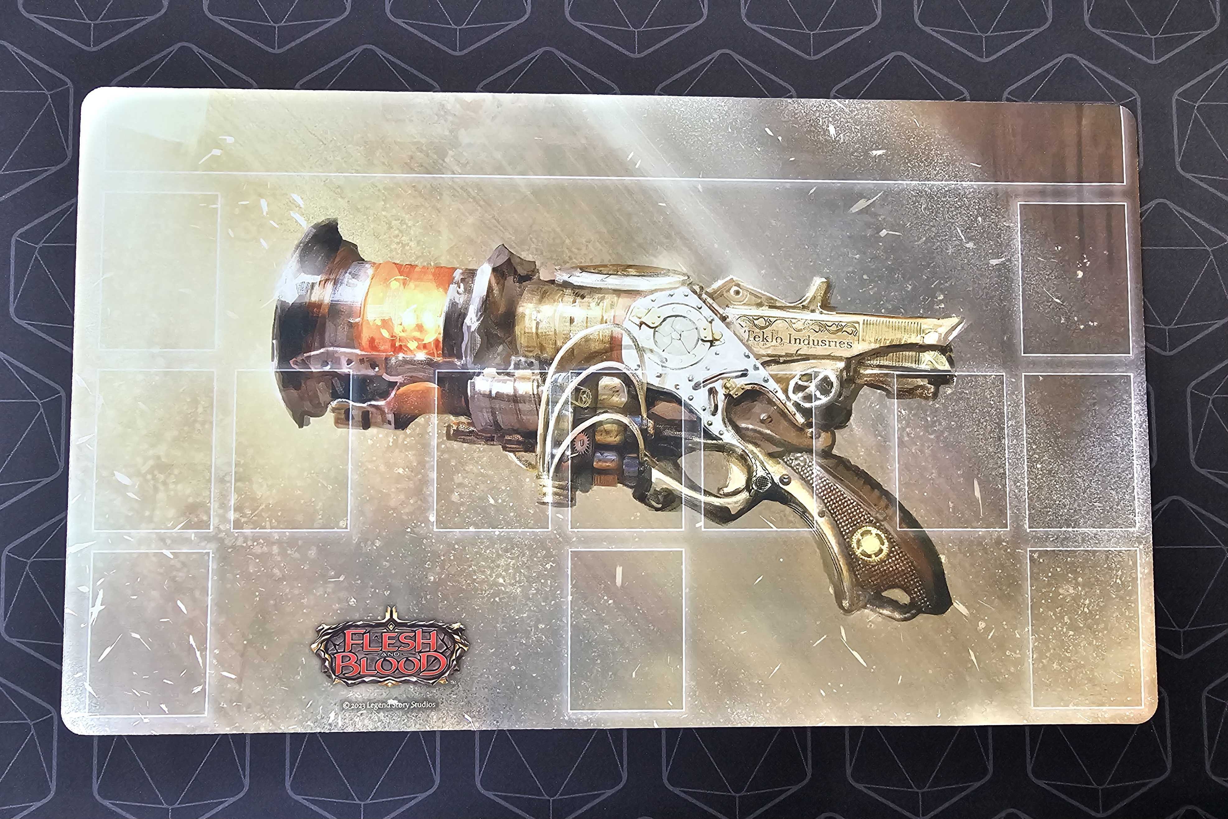 Flesh and Blood Playmat Teklo Plasma Pistol-Silver Goblin | Silver Goblin