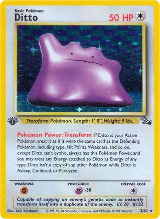 Ditto (3) (1st Edition) Holofoil - Fossil