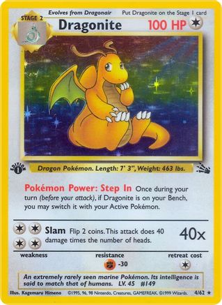 Dragonite (4) (1st Edition) Holofoil - Fossil