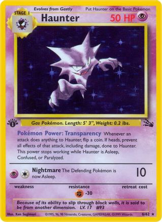 Haunter (6) (1st Edition) Holofoil - Fossil