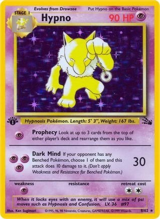 Hypno (8) (1st Edition) Holofoil - Fossil