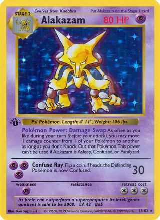 Alakazam (1) Unlimited Holofoil - Base Set Shadowless