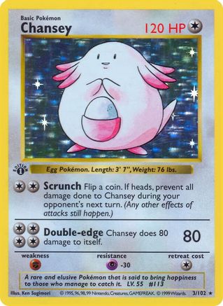 Chansey (3) (1st Edition) Holofoil - Base Set (Shadowless)