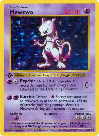 Mewtwo (10) (1st Edition) Holofoil - Base Set (Shadowless)