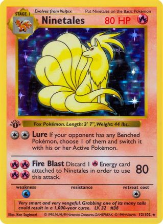 Ninetales (12) (1st Edition) Holofoil - Base Set (Shadowless)