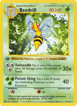 Beedrill (17) (1st Edition) - Base Set (Shadowless)