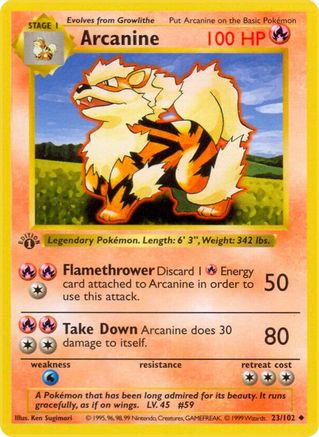 Arcanine (23) (1st Edition) - Base Set (Shadowless)