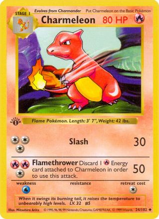 Charmeleon (24/102) (Shadowless) [Base Set 1st Edition] | Silver Goblin