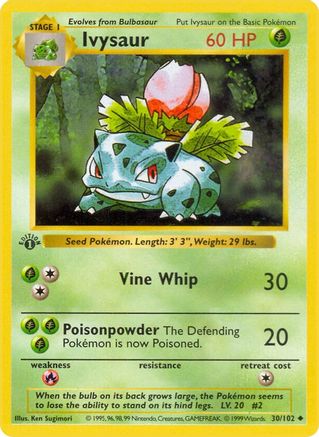 Ivysaur (30/102) (Shadowless) [Base Set 1st Edition]