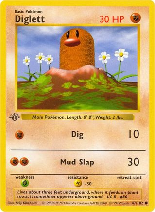 Diglett (47) (1st Edition) - Base Set (Shadowless)