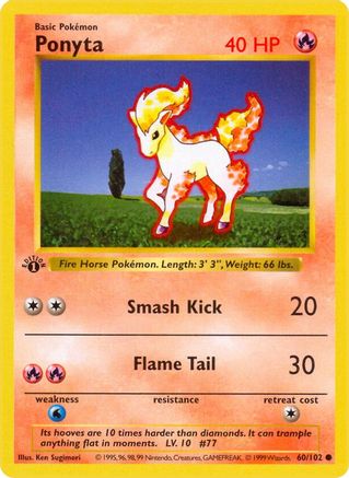 Ponyta (60) (1st Edition) - Base Set (Shadowless)