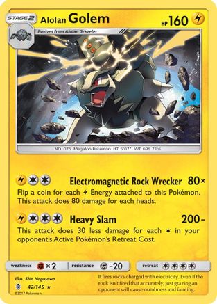Alolan Golem (42) Holofoil - Guardians Rising