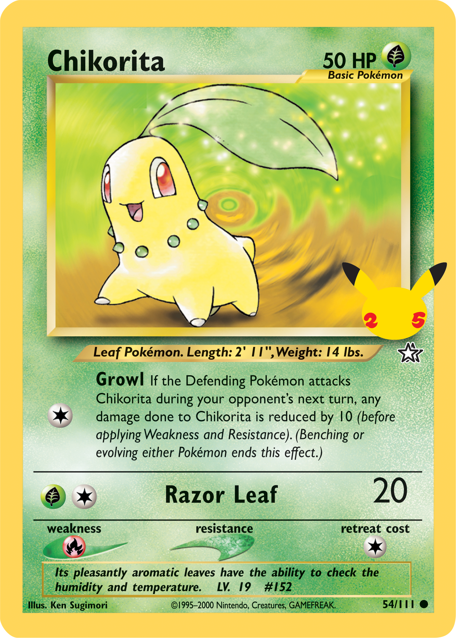 Chikorita (54/111) (Jumbo Card) [First Partner Pack] | Silver Goblin