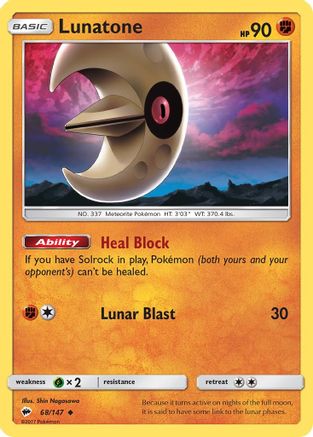 Lunatone (68/147) [Sun & Moon: Burning Shadows] | Silver Goblin