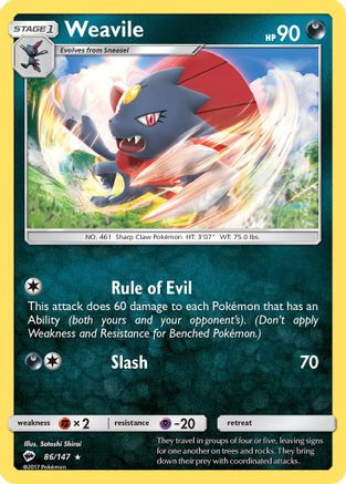 Weavile (86/147) [Sun & Moon: Burning Shadows] | Silver Goblin