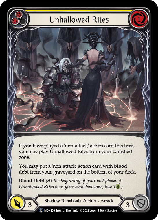 Unhallowed Rites (Yellow) [U-MON160-RF] (Monarch Unlimited)  Unlimited Rainbow Foil | Silver Goblin