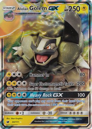 Alolan Golem GX (34/111) [Sun & Moon: Crimson Invasion] | Silver Goblin