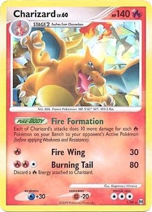 Charizard (1/99) (Cracked Ice Holo) [Platinum: Arceus] | Silver Goblin