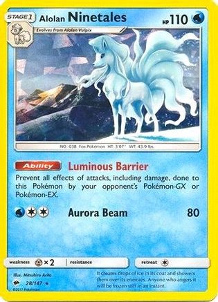 Alolan Ninetales (28/147) (Cracked Ice Holo) (Theme Deck Exclusive) [Sun & Moon: Burning Shadows] | Silver Goblin