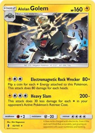 Alolan Golem (42/145) (Cosmos Holo) (Blister Exclusive) [Sun & Moon: Guardians Rising] | Silver Goblin