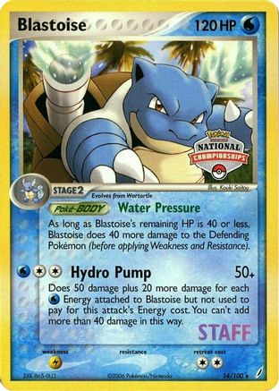 Blastoise (14/100) (National Championship Promo Staff) [EX: Crystal Guardians] | Silver Goblin