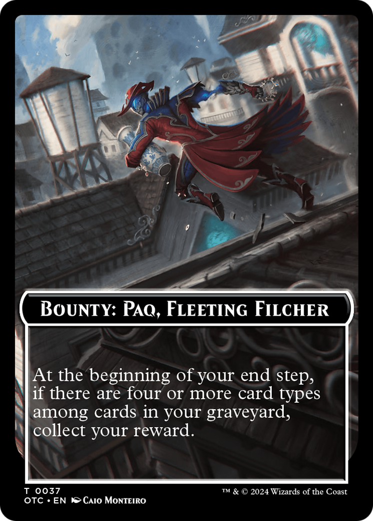 Bounty: Paq, Fleeting Filcher // Bounty Rules Double-Sided Token [Outlaws of Thunder Junction Commander Tokens] | Silver Goblin