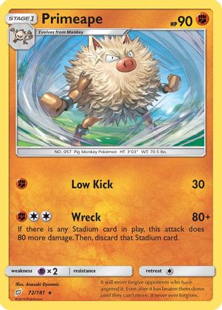 Primeape (72/181) [Sun & Moon: Team Up] | Silver Goblin