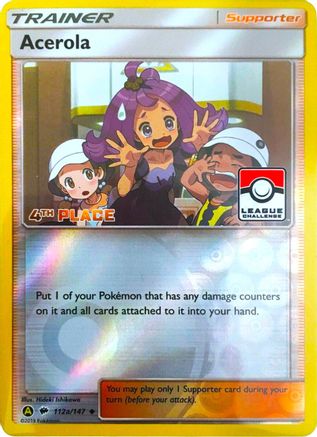 Acerola (112a/147) (League Promo 4th Place) [Sun & Moon: Burning Shadows] | Silver Goblin