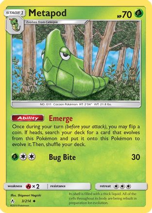 Metapod (3/214) [Sun & Moon: Unbroken Bonds] | Silver Goblin