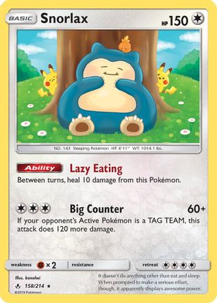 Snorlax (158/214) [Sun & Moon: Unbroken Bonds] | Silver Goblin