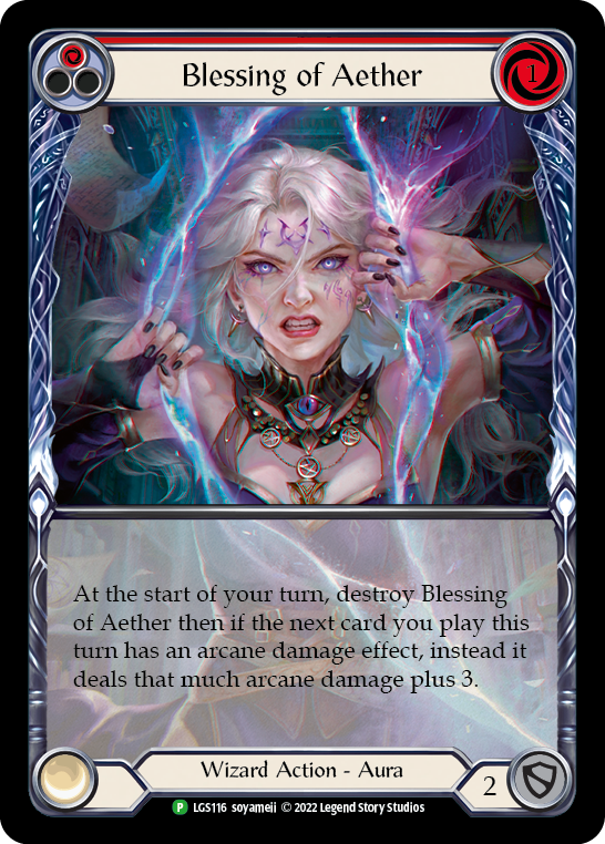 Blessing of Aether (Red) [LGS116] (Promo)  Rainbow Foil | Silver Goblin