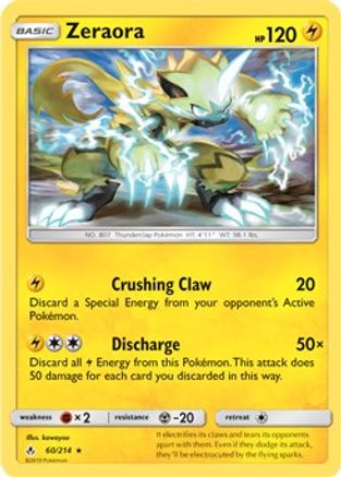 Zeraora (60/214) (Cracked Ice Holo) (Theme Deck Exclusive) [Sun & Moon: Unbroken Bonds] | Silver Goblin