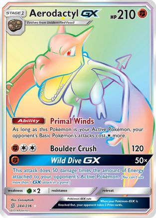 Aerodactyl GX (Secret) (244) Holofoil - SM  Unified Minds