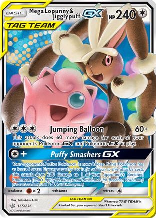 Mega Lopunny & Jigglypuff GX (165) Holofoil - Cosmic Eclipse