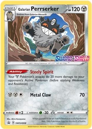 Galarian Perrserker (SWSH008) (Prerelease Promo) [Sword & Shield: Black Star Promos]