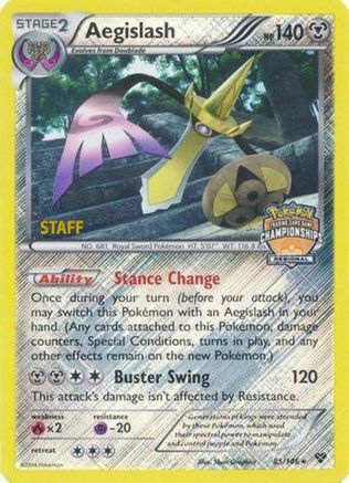 Aegislash - 85/146 (Regional Championships) [Staff] (85) Reverse Holofoil - League & Championship Cards