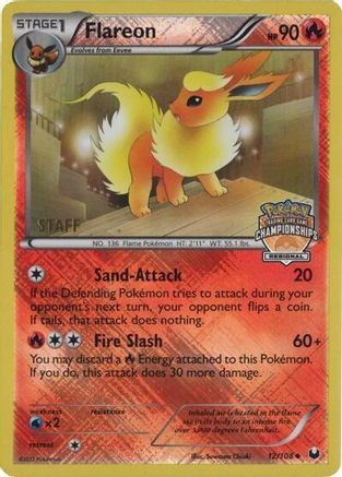 Flareon - 12/108 (Regional Championships) [Staff] (12) Reverse Holofoil - League & Championship Cards