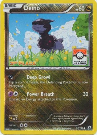 Deino - 97/113 (Pokemon League) [3rd Place] (97) Reverse Holofoil - League & Championship Cards