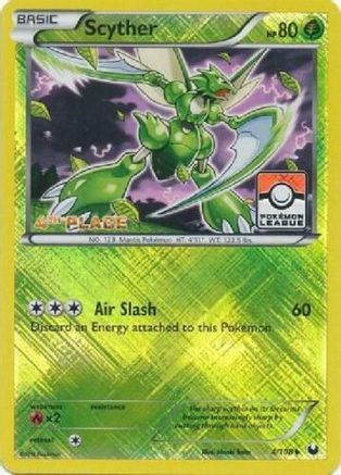 Scyther - 4/108 (Pokemon League) [4th Place] (4) Reverse Holofoil - League & Championship Cards
