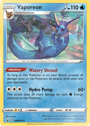 Vaporeon (SWSH072) [Sword & Shield: Black Star Promos] | Silver Goblin