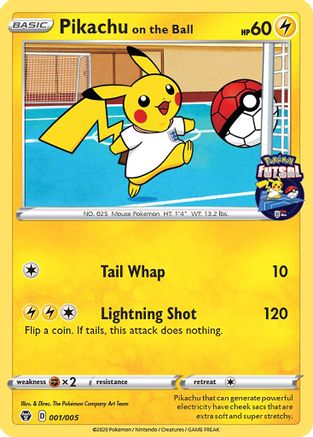 Pikachu on the Ball - 001/005 (Pokemon Futsal) (1) - Miscellaneous Cards & Products