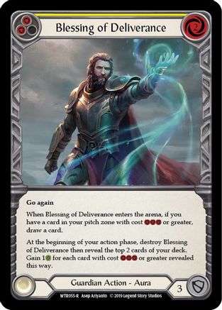 Blessing of Deliverance (Yellow) (WTR055) 1st Edition Rainbow Foil - Welcome to Rathe