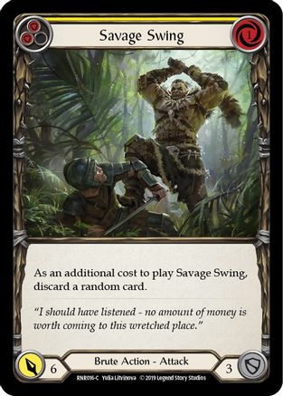 Savage Swing (Yellow) 1st Edition  (RNR016) - Hero Deck: Rhinar | Silver Goblin