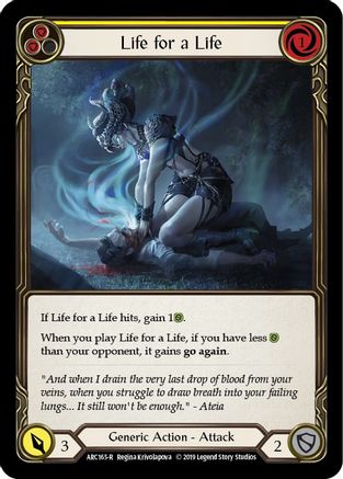 Life for a Life (Yellow) (ARC165) (Unlimited Edition) Rainbow Foil - Arcane Rising