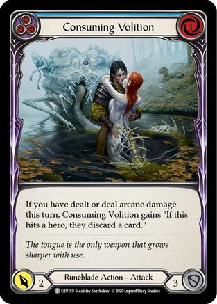 Consuming Volition (Blue) (CRU150) 1st Edition Rainbow Foil - Crucible of War