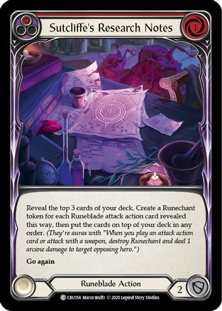 Sutcliffe's Research Notes (Red) [CRU154] (Crucible of War)  1st Edition Rainbow Foil