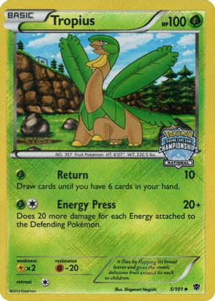 Tropius - 5/101 (National Championships) [Staff] (5) Reverse Holofoil - League & Championship Cards