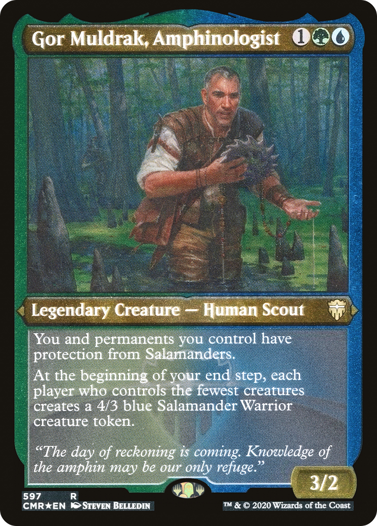 Gor Muldrak, Amphinologist (Etched) [Commander Legends] | Silver Goblin