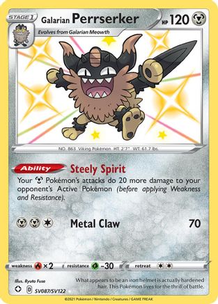 Galarian Perrserker (SV087) (Shiny Vault) Holofoil - Shining Fates
