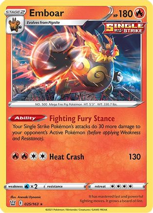 Emboar (025/163) [Sword & Shield: Battle Styles] | Silver Goblin